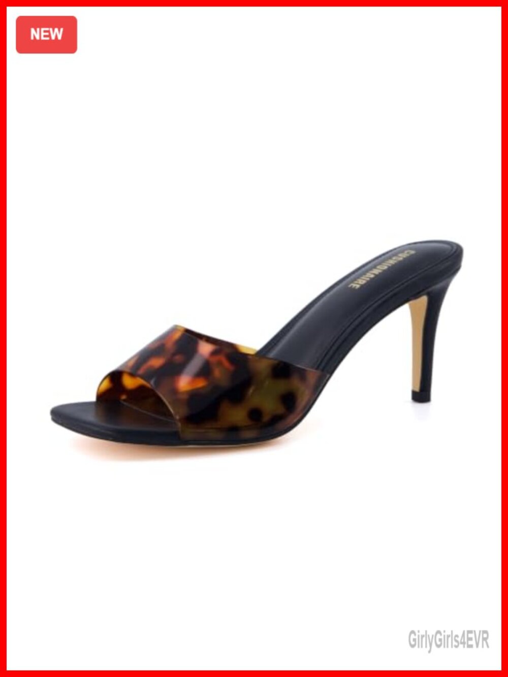 Kitten Heel Sandals for Women Slip On Open Toe 3 Inch Memory Foam Faux Leather